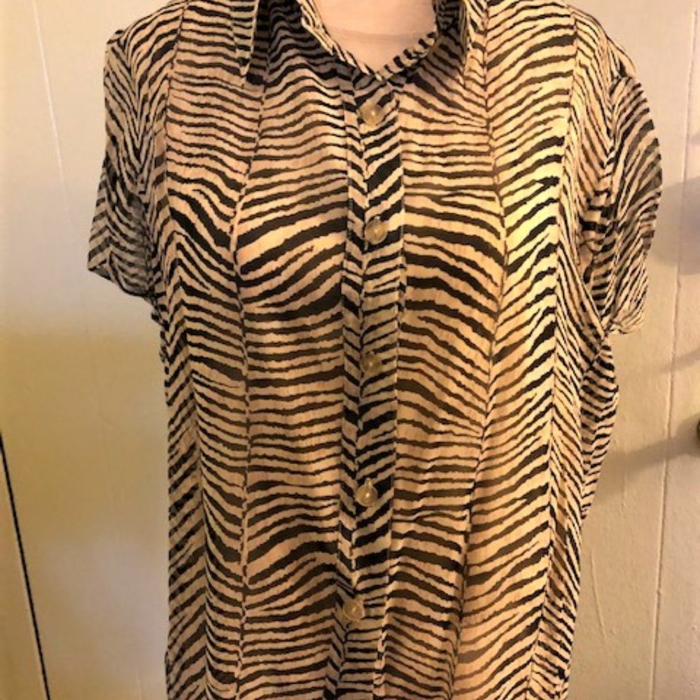 Vintage New York City Design Co. Zebra Striped Silk Blouse & Tank